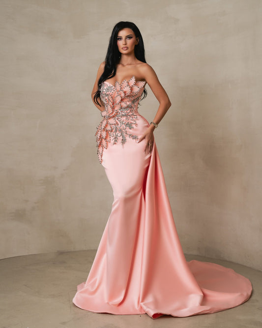 Seraphea Light Pink Sleeveless Dress with Side Cape