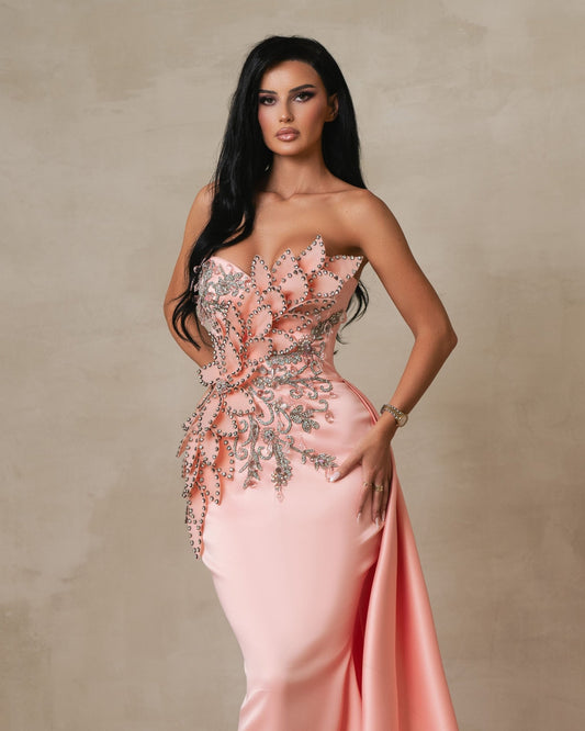 Seraphea Light Pink Sleeveless Dress with Side Cape