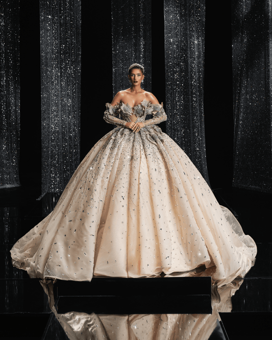 Siola Bridal Dress with Crystals and Flowers