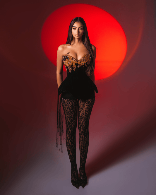 Siosa Black Sleeveless Corset with Crystals