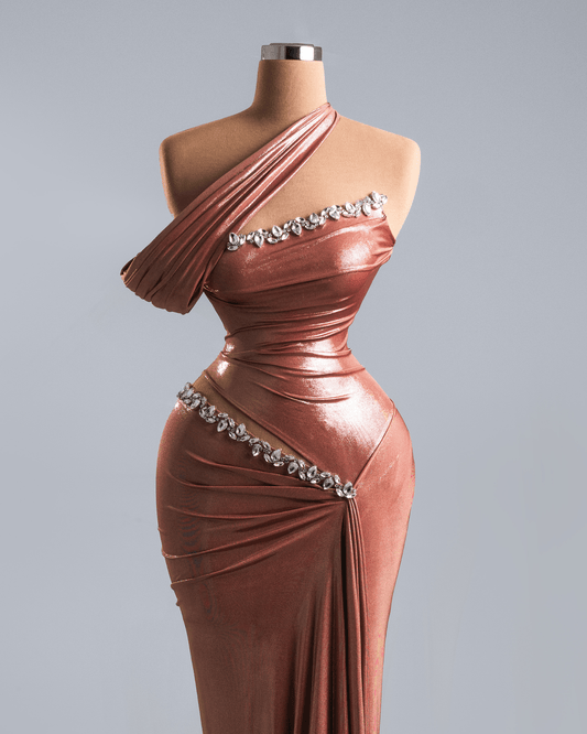 Soele Pink Long Sleeveless Dress with Crystas