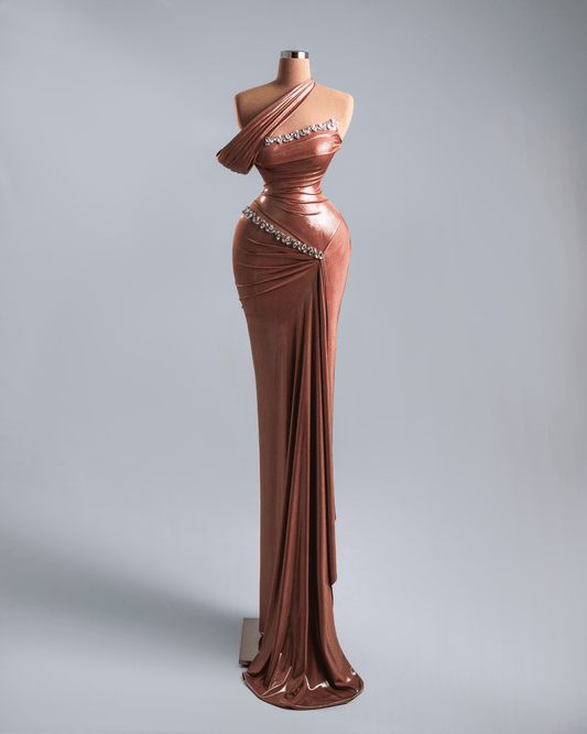 Soele Pink Long Sleeveless Dress with Crystas