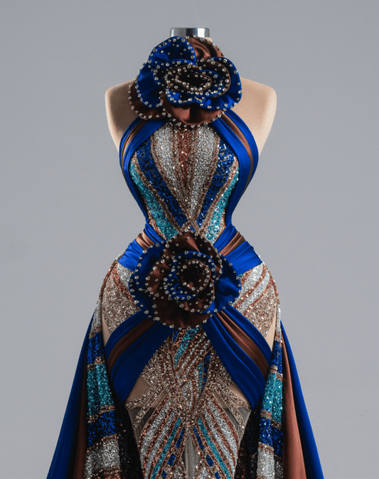 Solea Long Dress With Sequined And Satin Fabric