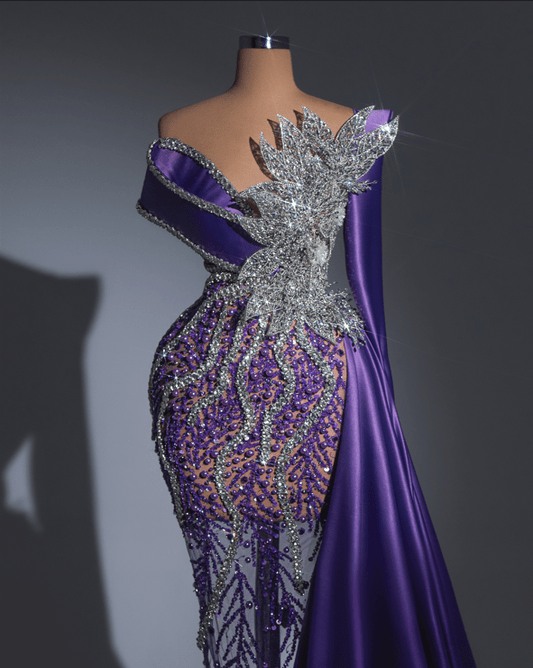 Velora Purple Dress with Silver Stones
