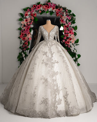 Elegant bridal dress with V-neck design