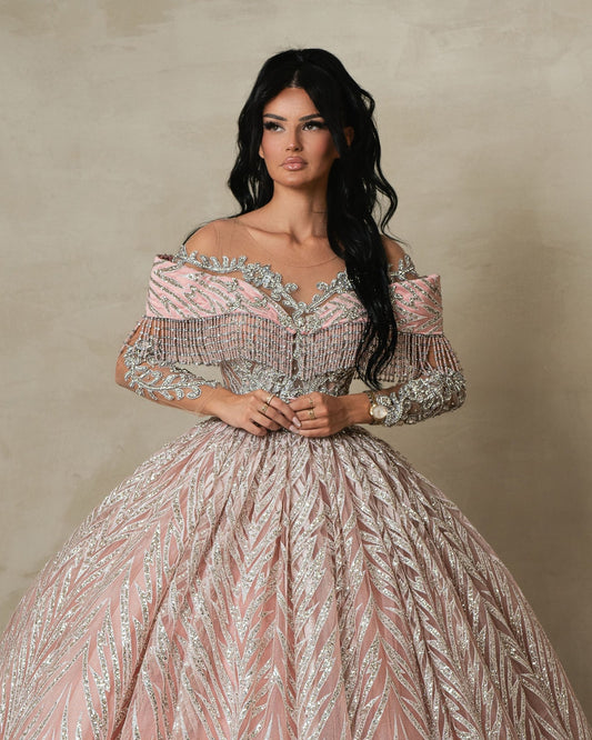 Zalindra Pink Gown With Sparkles and Crystals