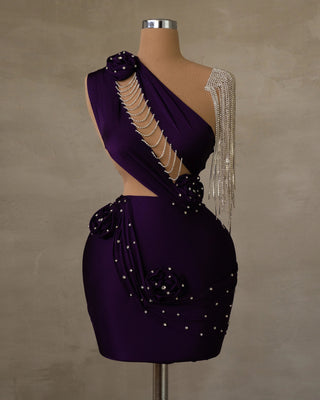Chic Sleeveless Deep Purple Dress with Cut-Out Details