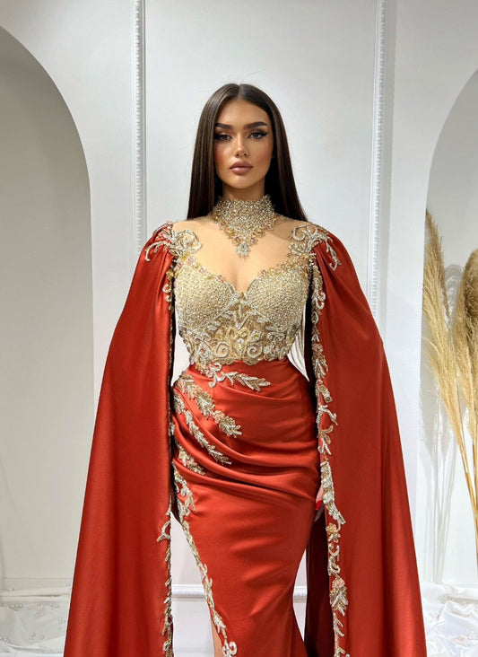 Aella Sophisticated Side Cape Gown - Blini Fashion House