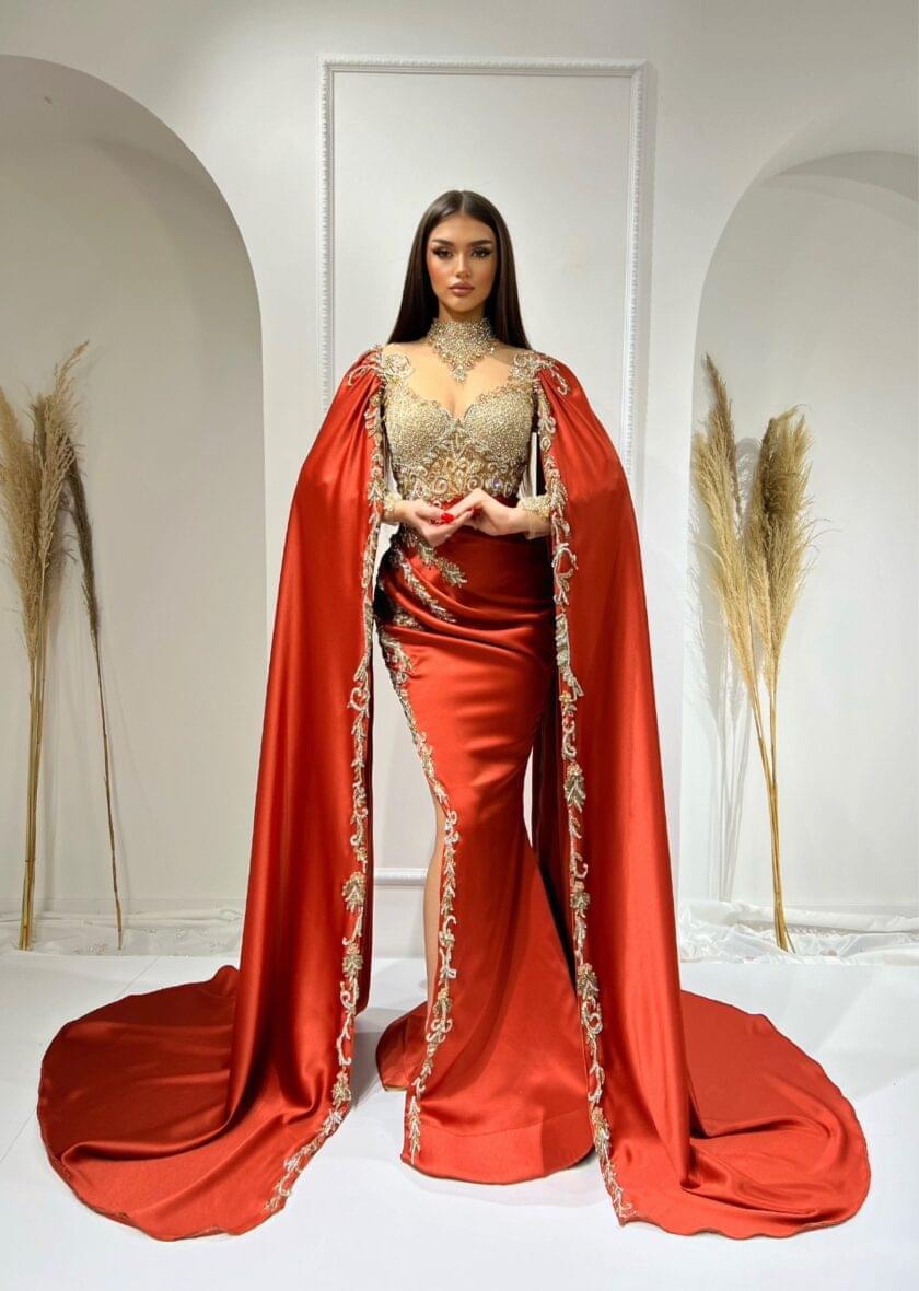 Aella Sophisticated Side Cape Gown - Blini Fashion House