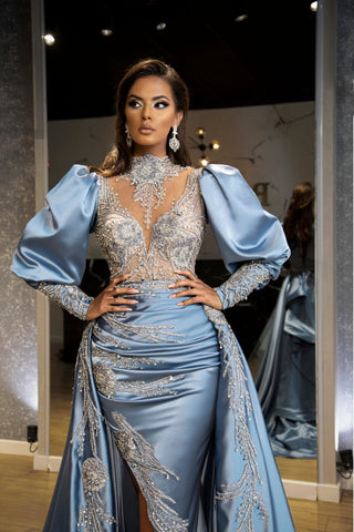 Aitana Shimmering Stone-Encrusted Dress with Overskirt - Blini Fashion House