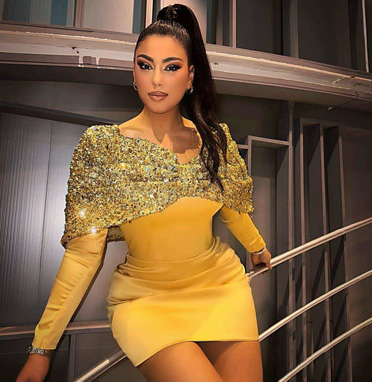 Blini's yellow dress on Alesia Bami for 'Top Arena