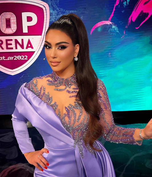 Alesia Bami in Blini's purple dress with exquisite design