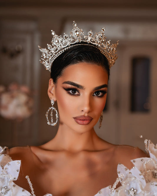 Exquisite Silver Crown with Crystal Embellishments