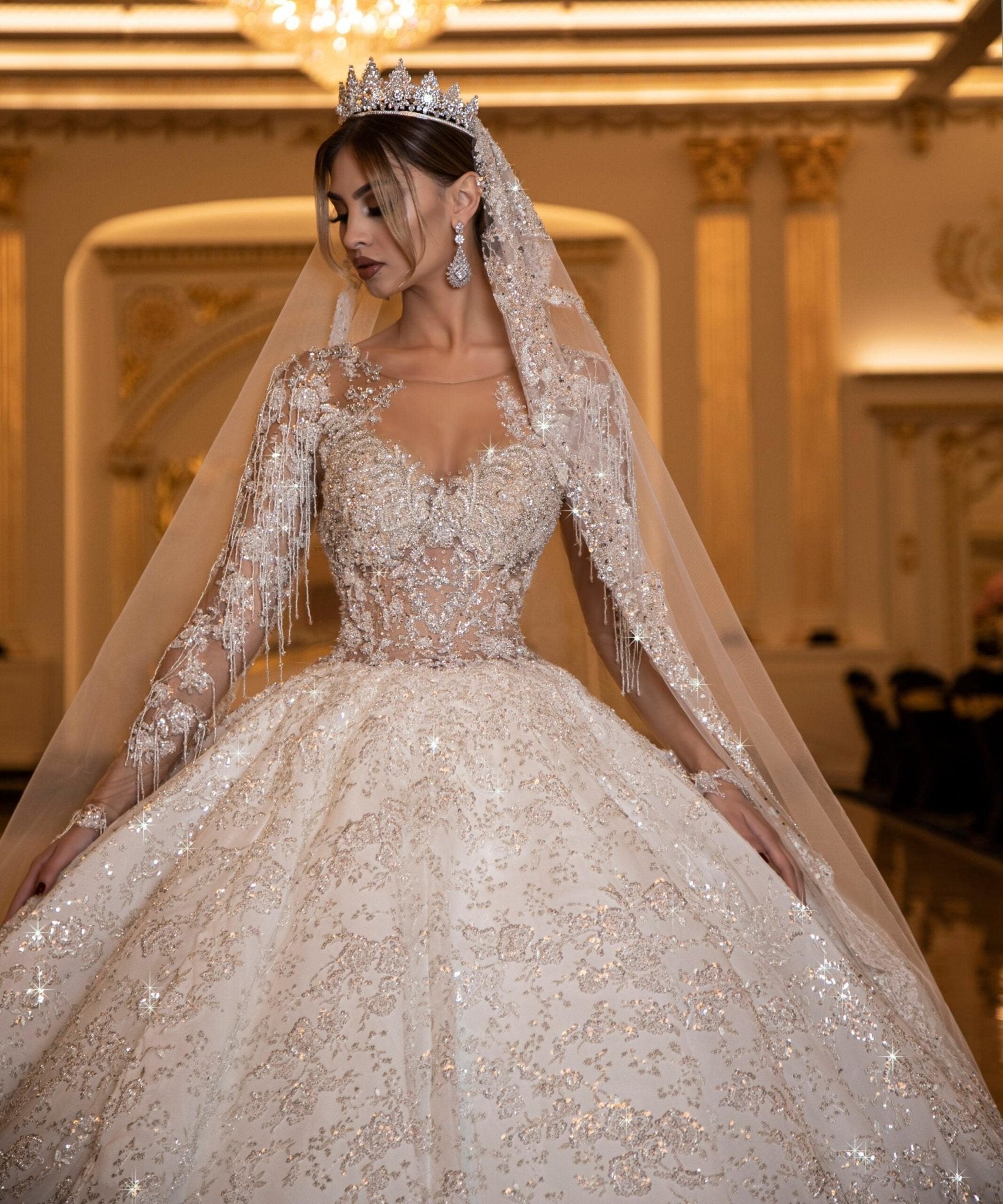 Alexandra Glamorous Rhinestone Encrusted Wedding Gown – Blini Fashion House
