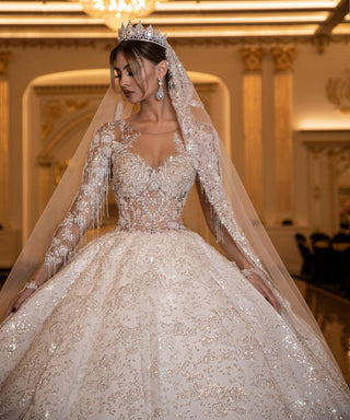 Alexandra Glamorous Rhinestone-Encrusted Wedding Gown - Blini Fashion House