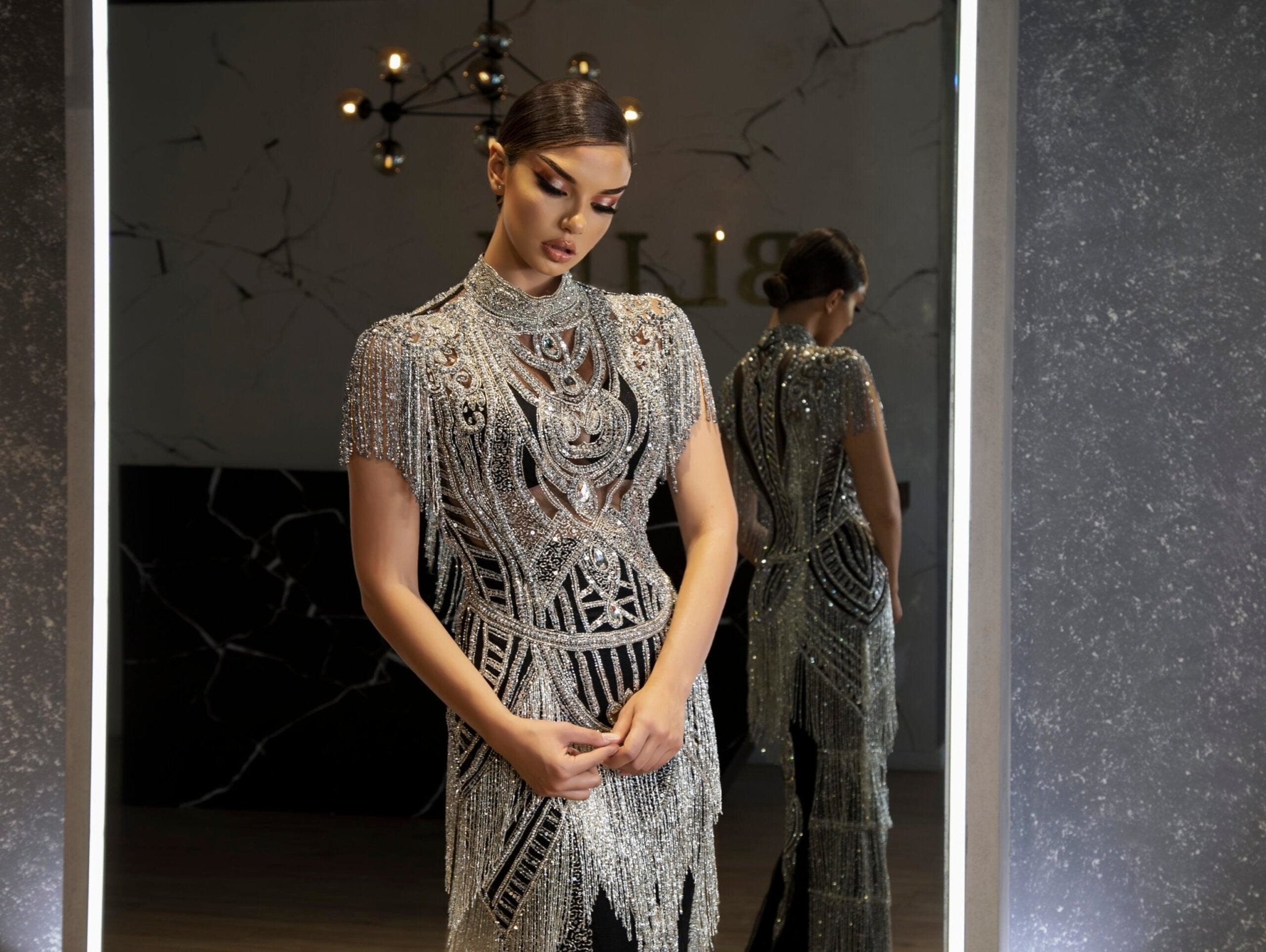 Anastasia silver dress top