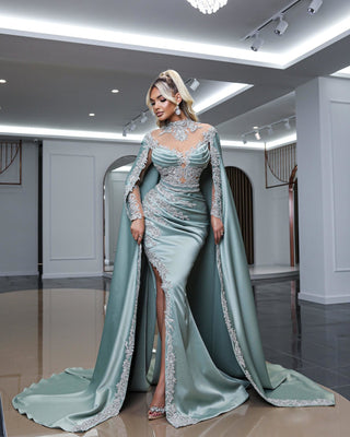 Androe Elegant Side-Cape Dress - Blini Fashion House