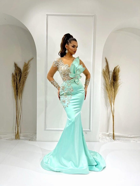 Angelyn Stone-Embellished Long Sleeve Dress - Blini Fashion House