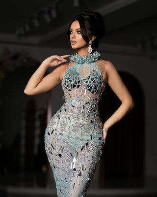 Luxurious Light Blue Dress - Elegant Evening Gown