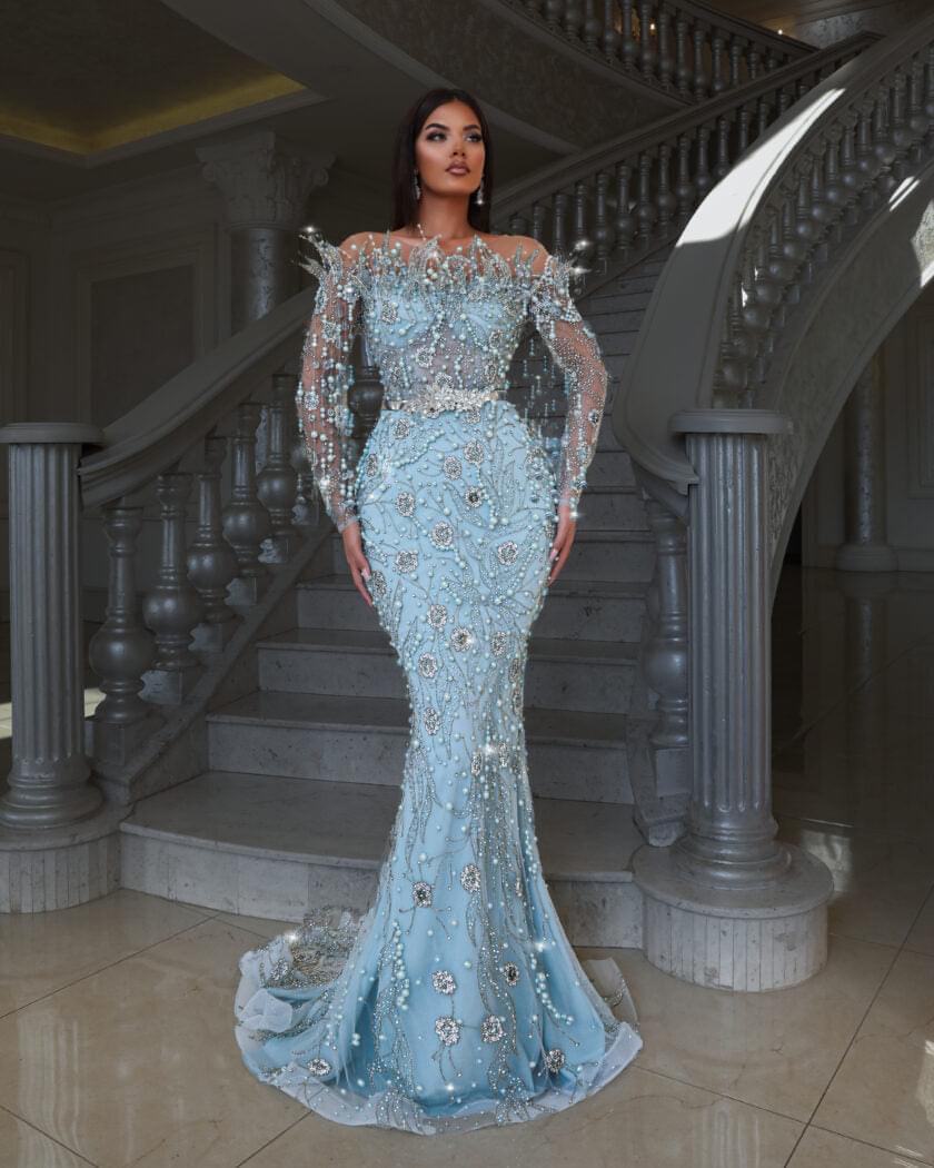 Aquarius Romantic Bead-Adorned Party Dress - Blini Fashion House