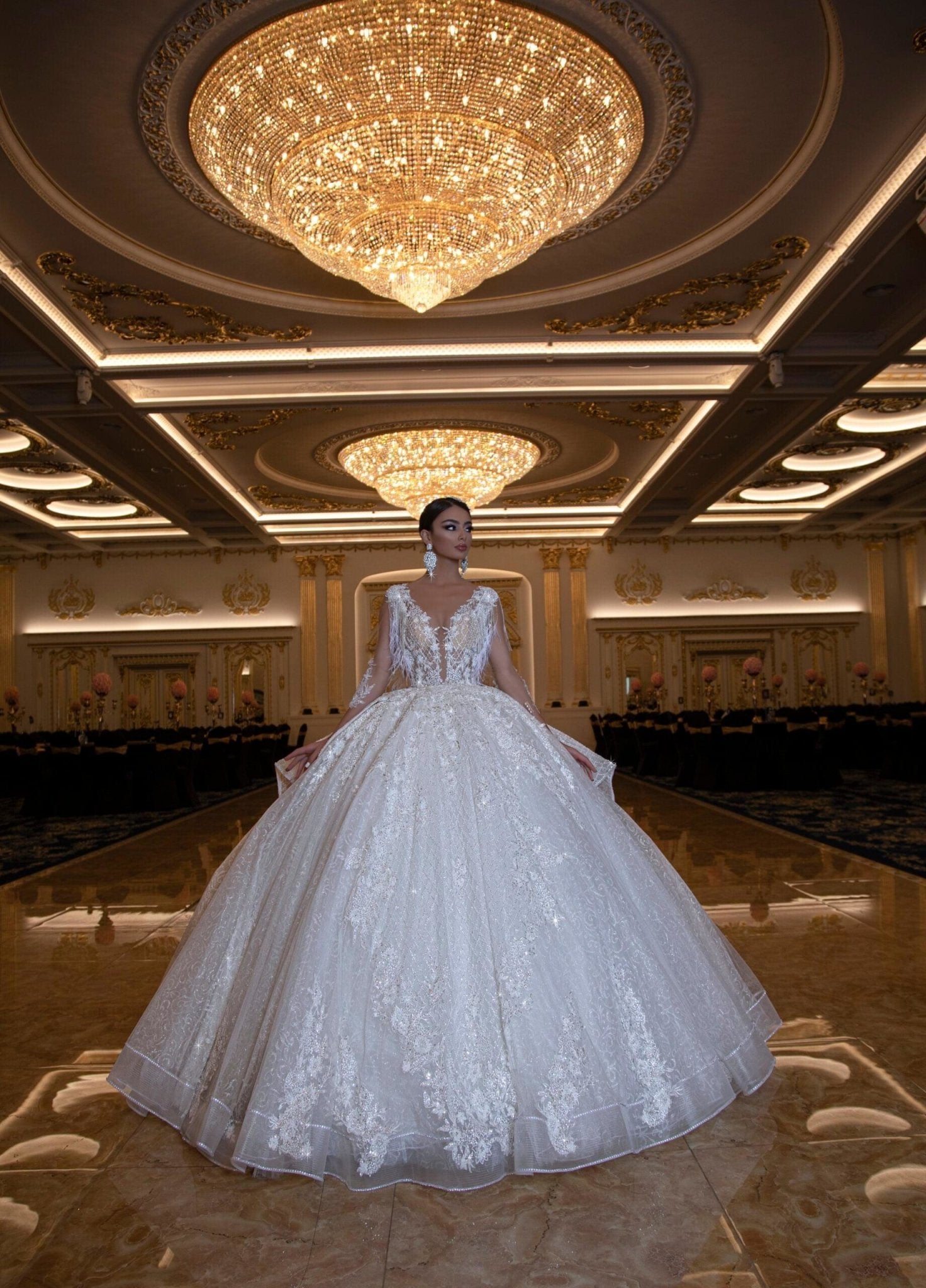 Arial Stoned and Beaded White Bridal Gown - Blini Fashion House