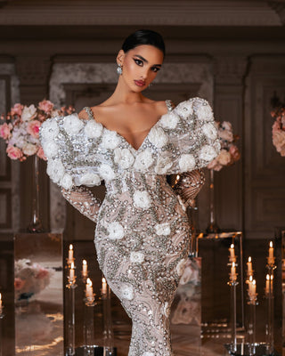 Elegant Bridal Dress with Off-Shoulder Design