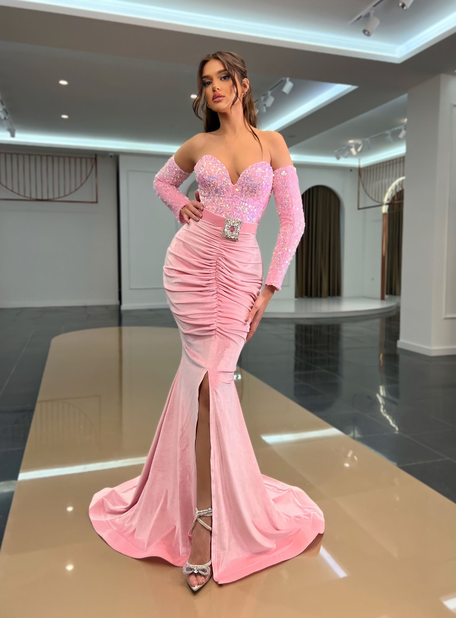 Aubriella Open Chest Sequins Dress - Blini Fashion House