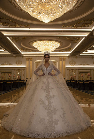 Auray Sparkling Crystal-Embellished Wedding Dress - Blini Fashion House