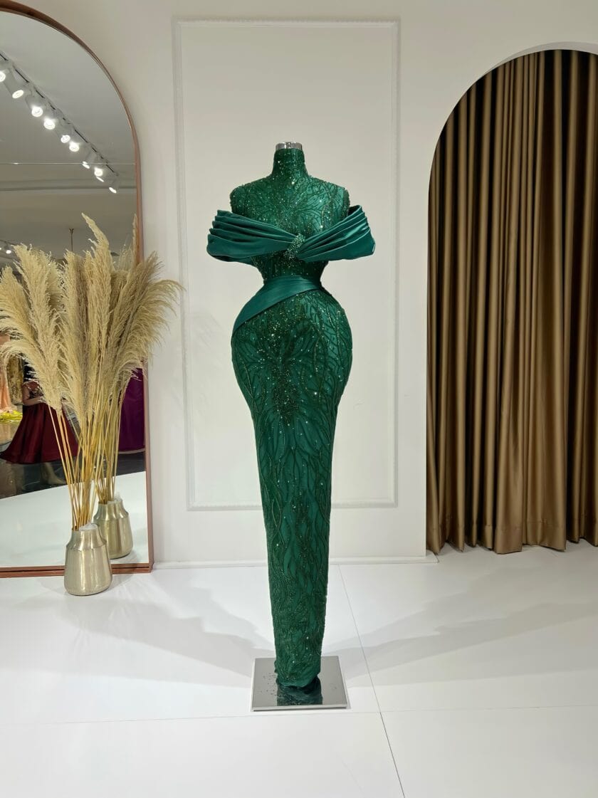 Avril High-Necked Dress with Glittering Accents - Blini Fashion House