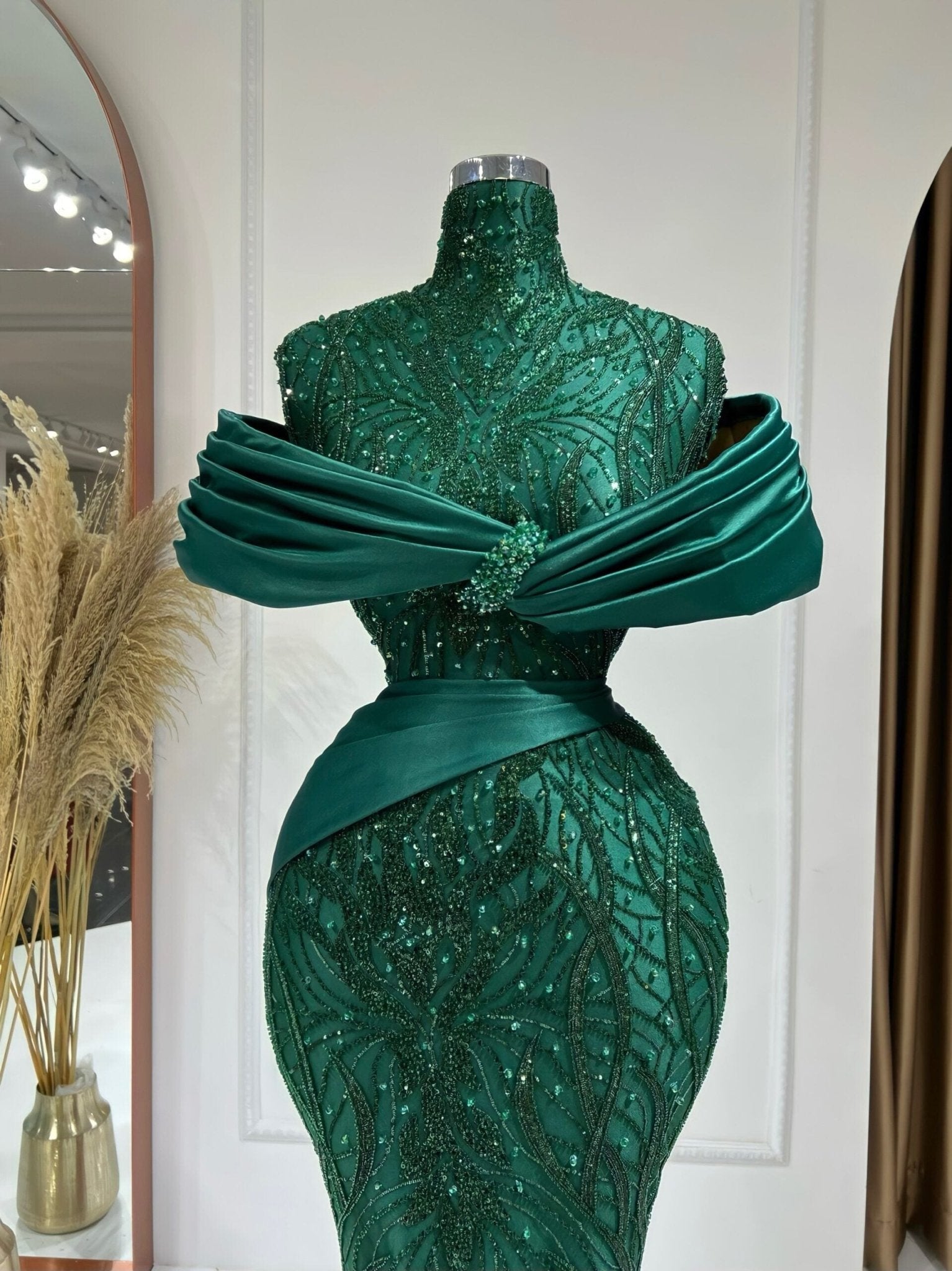 Avril High-Necked Dress with Glittering Accents - Blini Fashion House