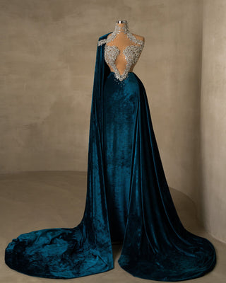 Elegant Velvet Haute Couture Dress