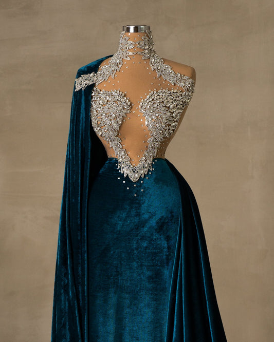 Velvet Dress with Cape