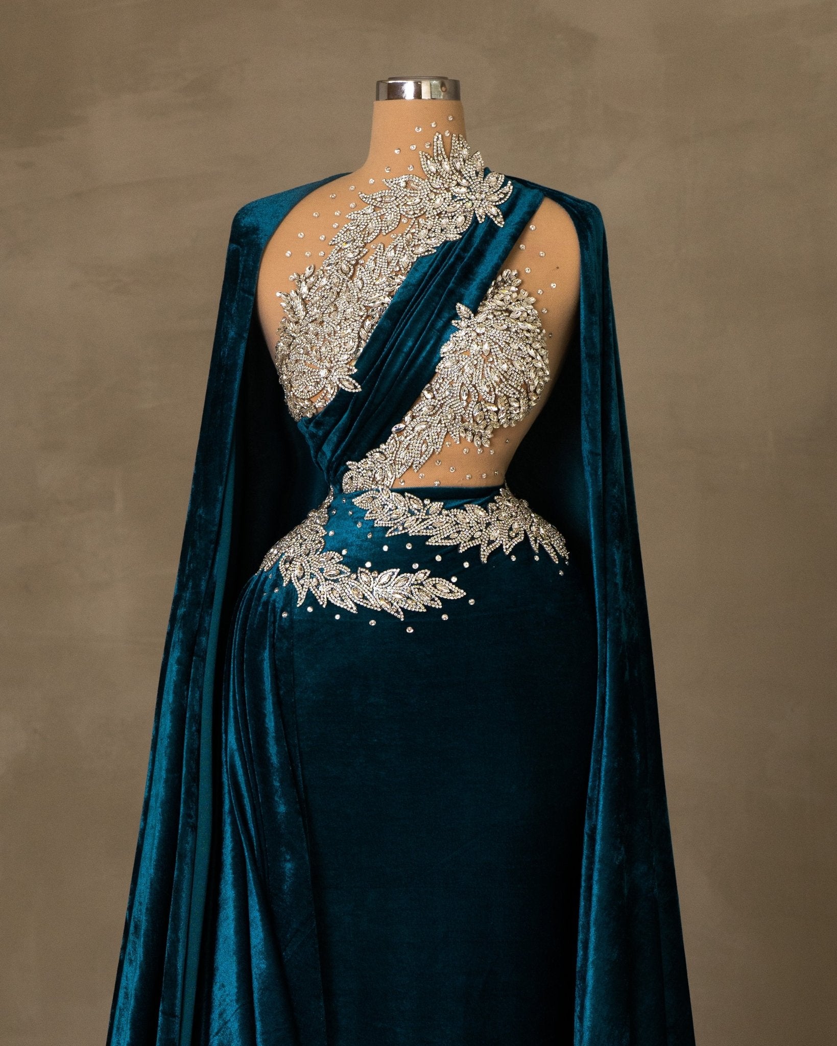 Elegant Velvet Dress with Cape
