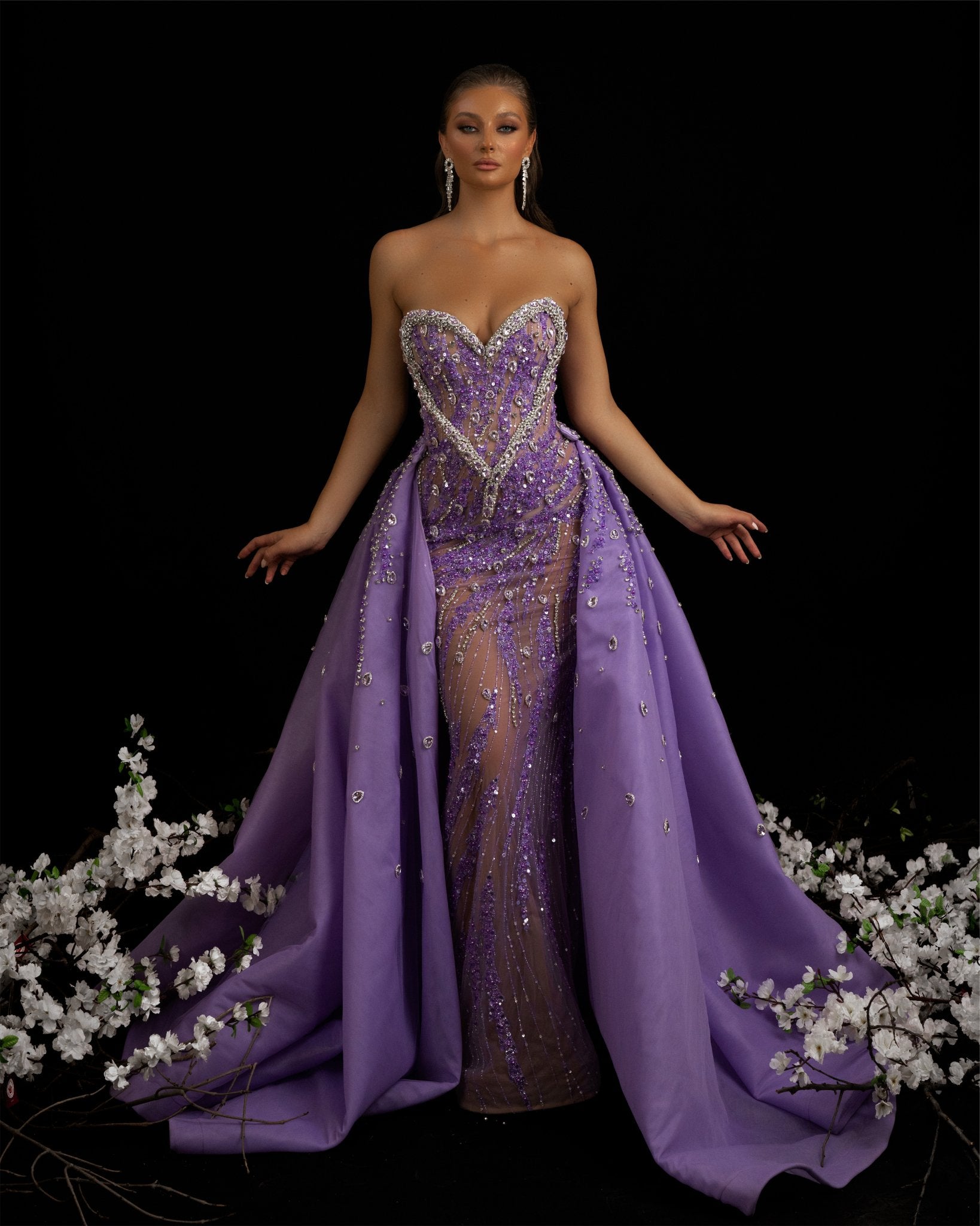 Shop simple spaghetti straps light purple satin prom dress from Hocogirl.com