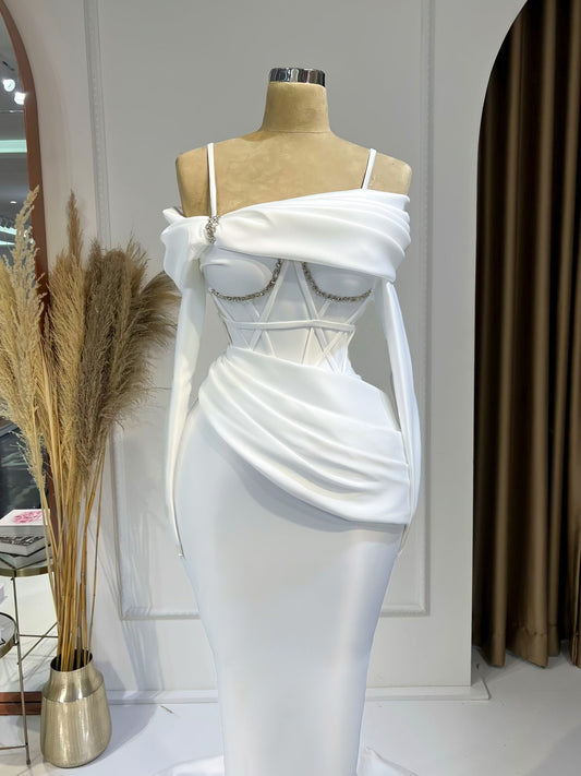 Belleza Off-Shoulder Bridal Dress with Thin Straps - Blini Fashion House