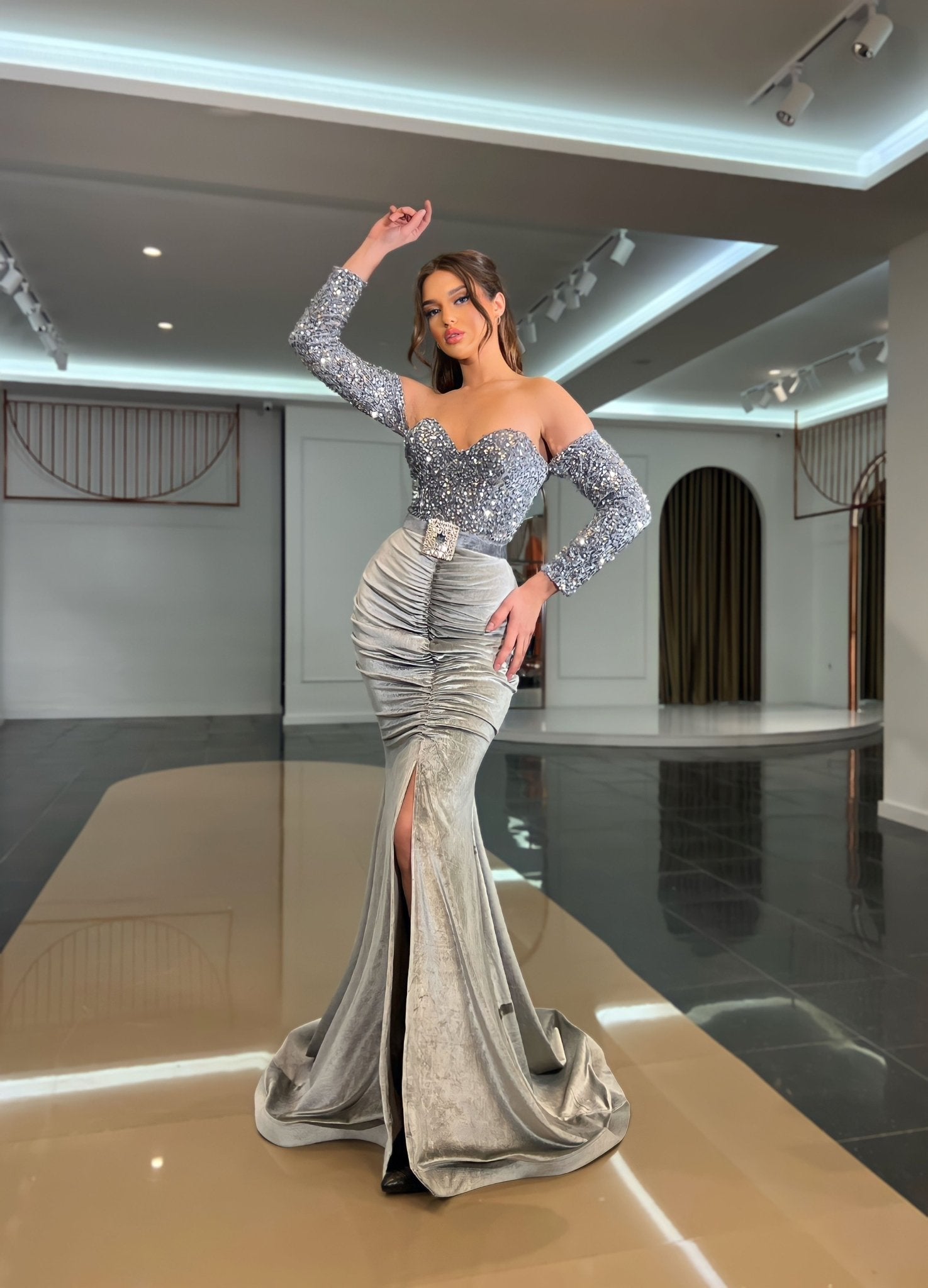 Benno Off-Shoulder Sequin Dress - Blini Fashion House