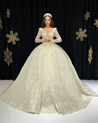 Bette Crystal and Stone Embellishments Bridal Dress - Blini Fashion House