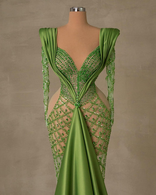 Open Chest Dress with Long Sleeves - Front View