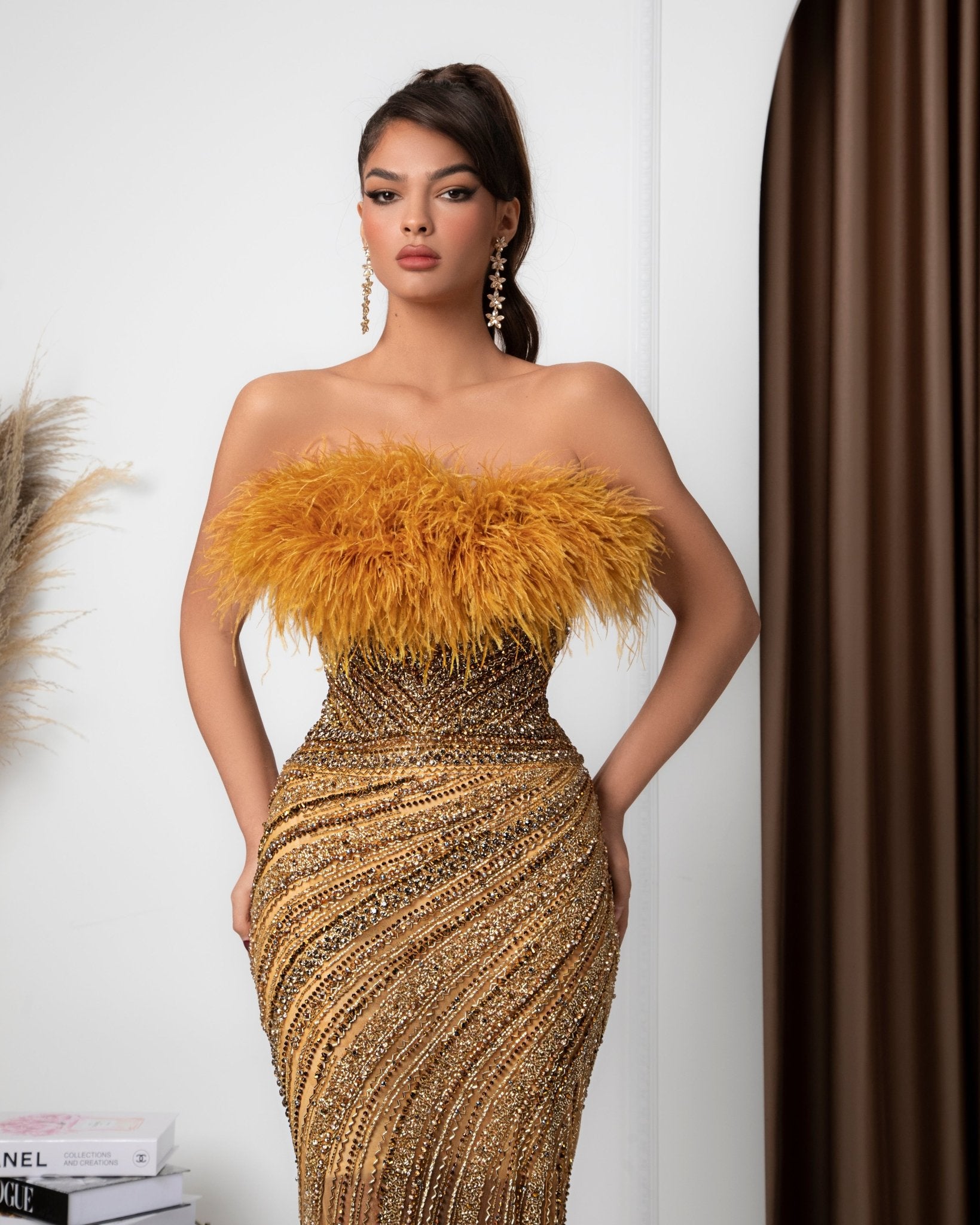 Blanche Sleeveless Dress Embellished with Precious Stones - Blini Fashion House