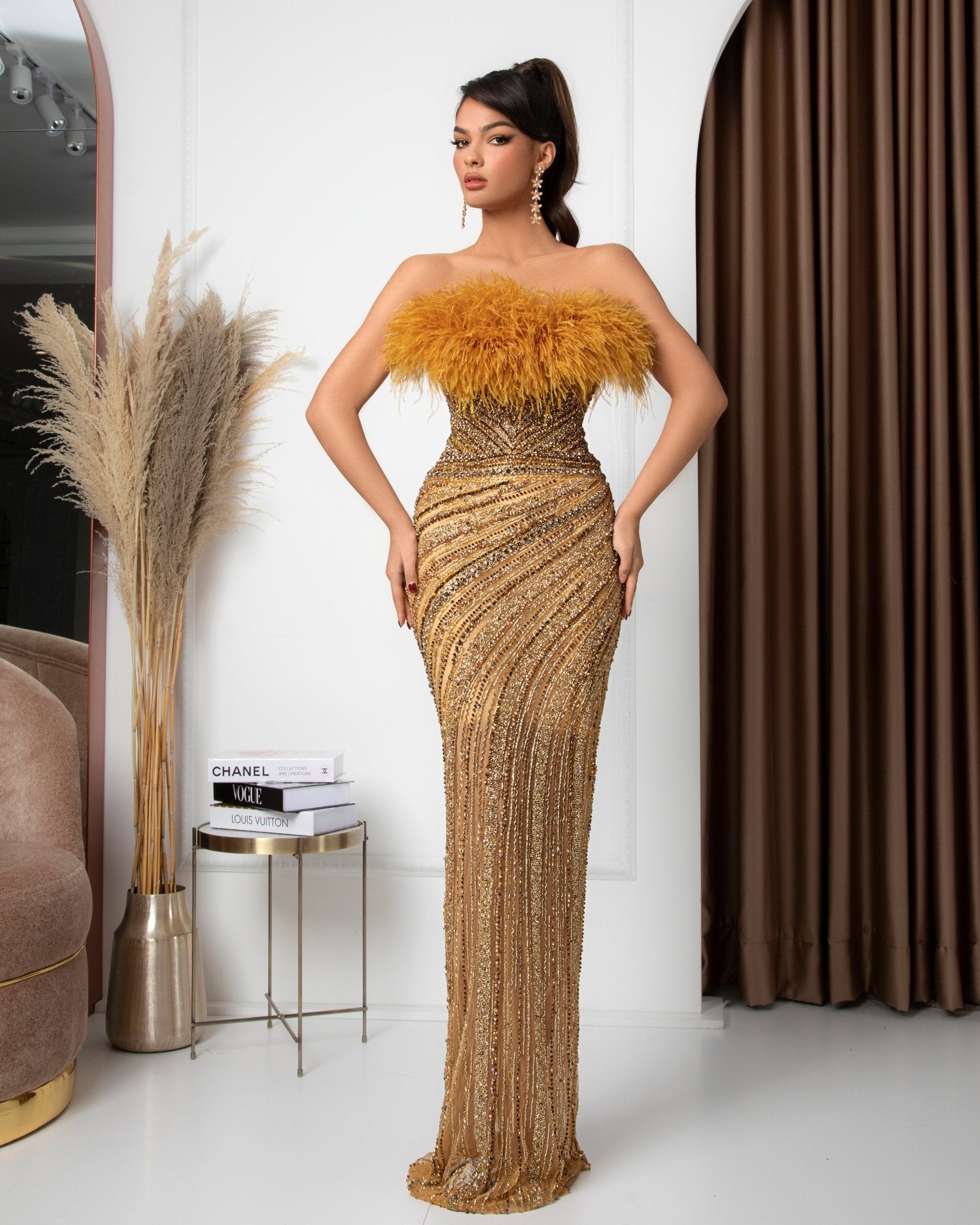 Blanche Sleeveless Dress Embellished with Precious Stones - Blini Fashion House