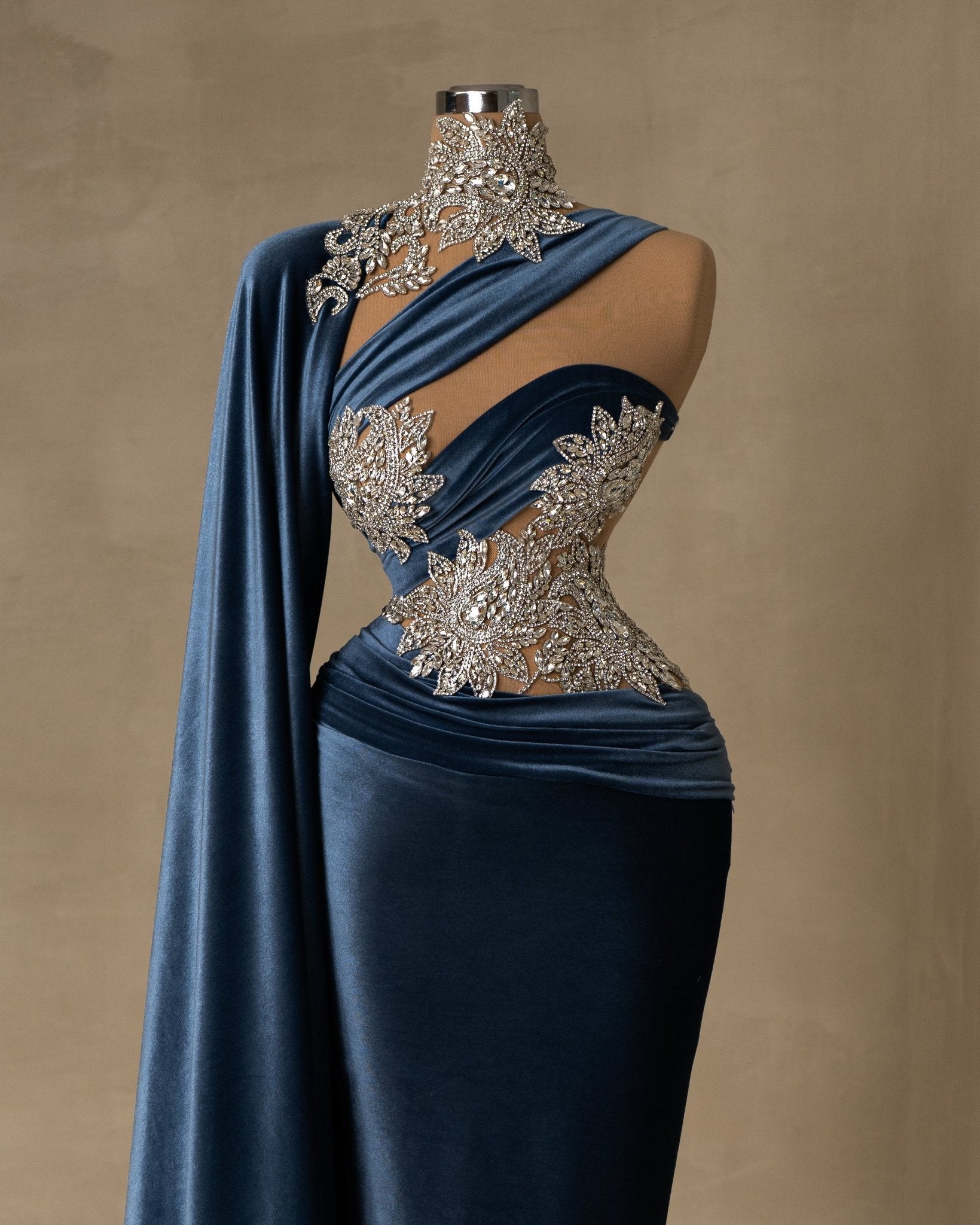 Elegant Velvet Dress with Cape