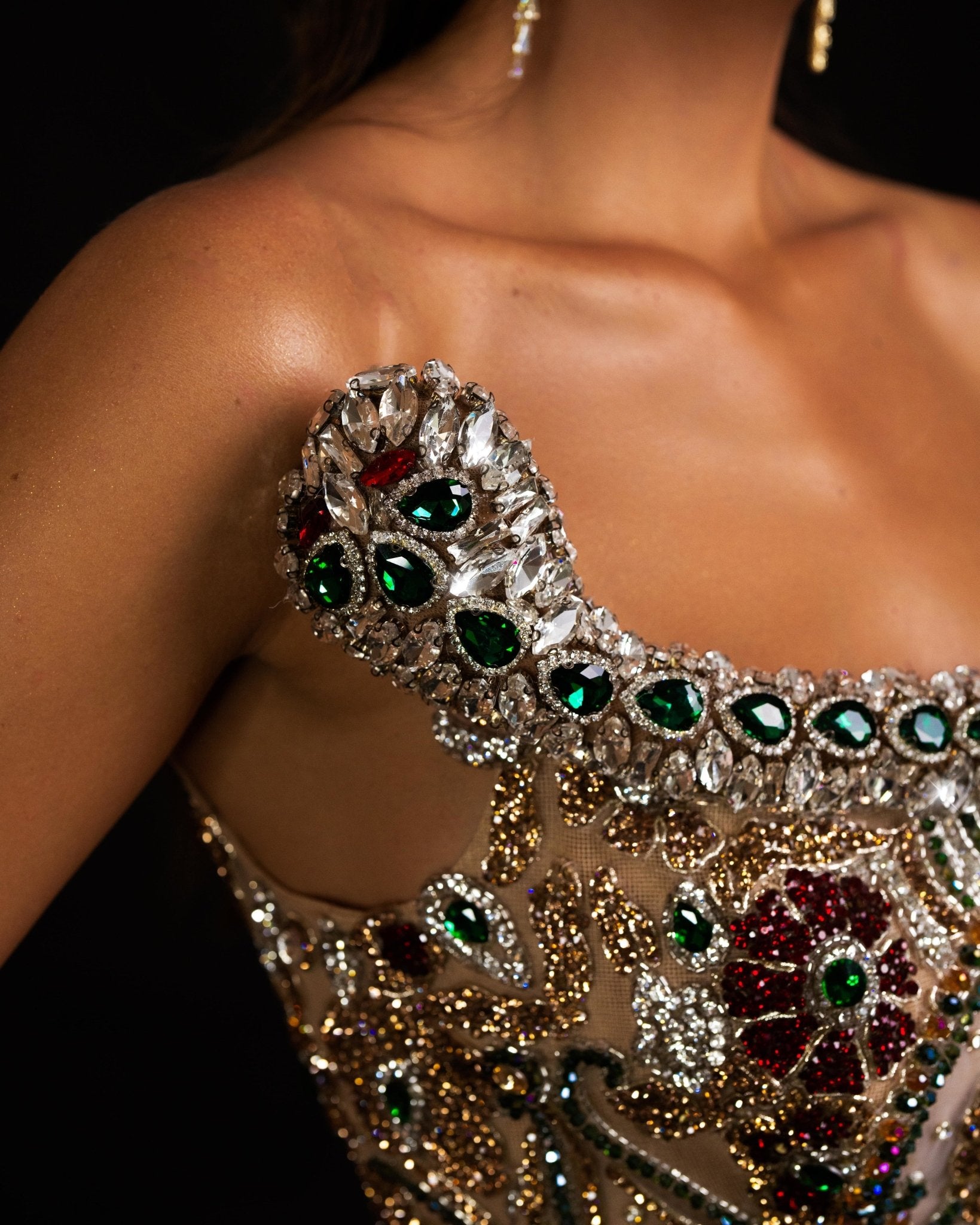 Detailed Shot of Dress with Snake Embellished Stones