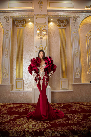Bonera Floor-Length Dress with Dramatic Sleeves - Blini Fashion House