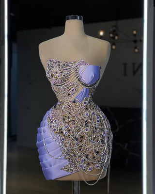 Bubbley Sleeveless Chain and Stone-Detailed Dress - Blini Fashion House