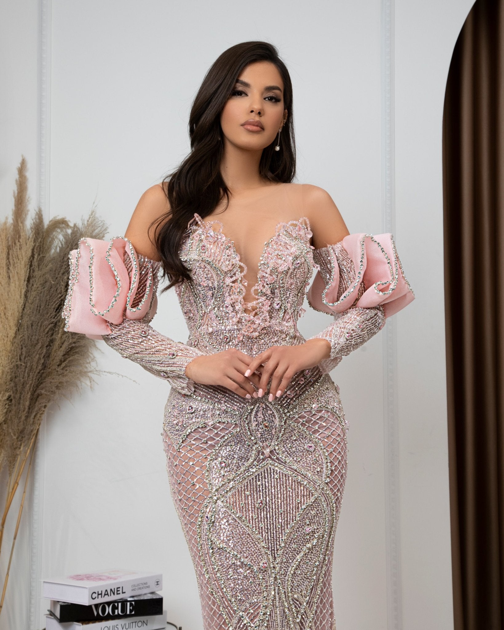 Calista Off Shoulder Dress with Sparkly Lace