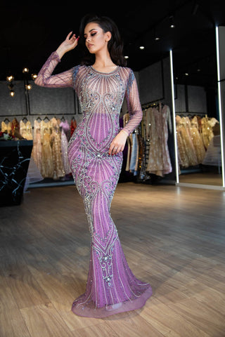 Camel Embellished Dress with Overskirt - Blini Fashion House