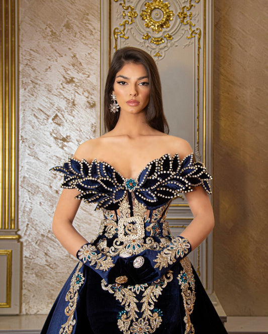 Catania Off-Shoulder Design and Gloves - Blini Fashion House