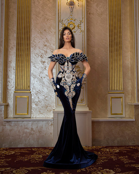 Catania Off-Shoulder Design and Gloves - Blini Fashion House