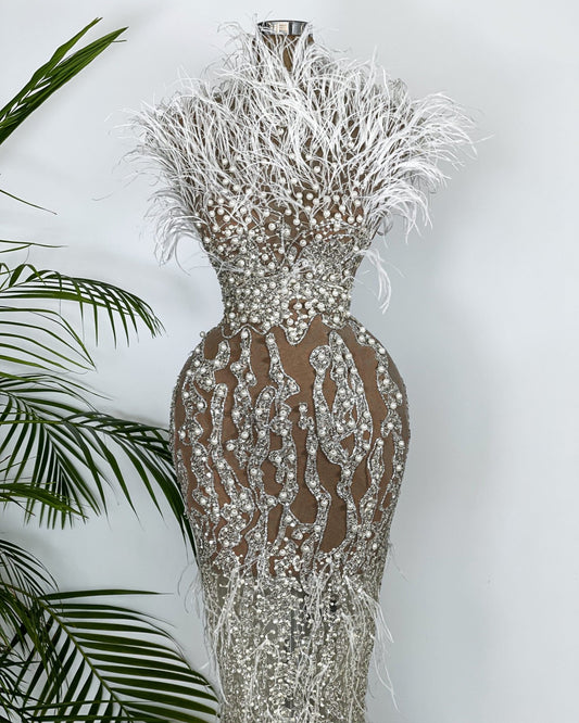 Cattley Feathery Stone Sleeveless Dress - Blini Fashion House