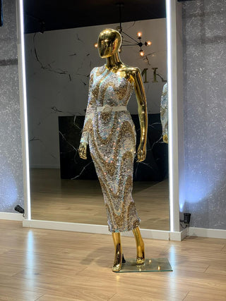 Celoti Vibrant Sequin Maxi-Length Dress - Blini Fashion House